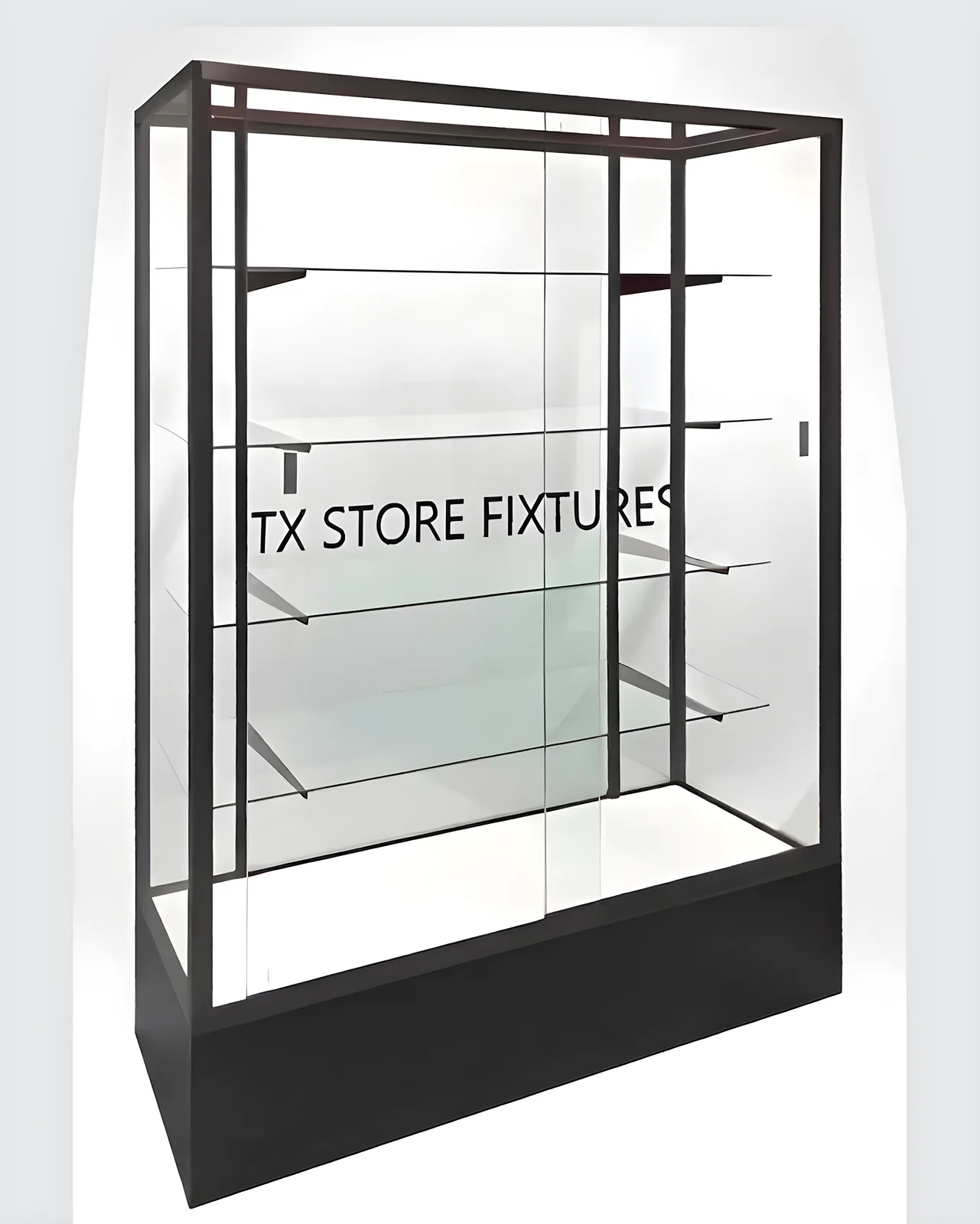 Black Wall Display Case 4ft, Glass Back
